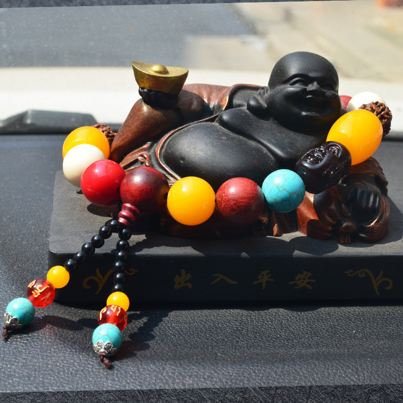 Automobile Hanging Ornament Bodhi Seed Be Safe Charm Gear Buddha Beads Car Hanging Decorations Car Interior Decoration Bracelet Jewelry