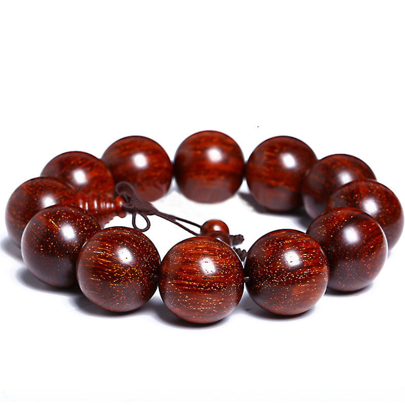 India Pterocarpus Santalinus Old Materials Wooden Bracelet 108 Men and Women Bracelet Crafts Gold Star High Oil Density Buddha Beads Rosary