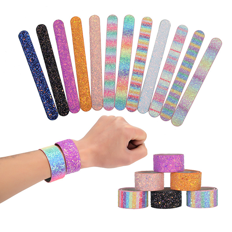 Amazon Creative Hot Sale Children&#039;s Ring Pop Bracelet Onion Pink Pu Female Jewelry Christmas Slap Bracelet Bracelet Customization