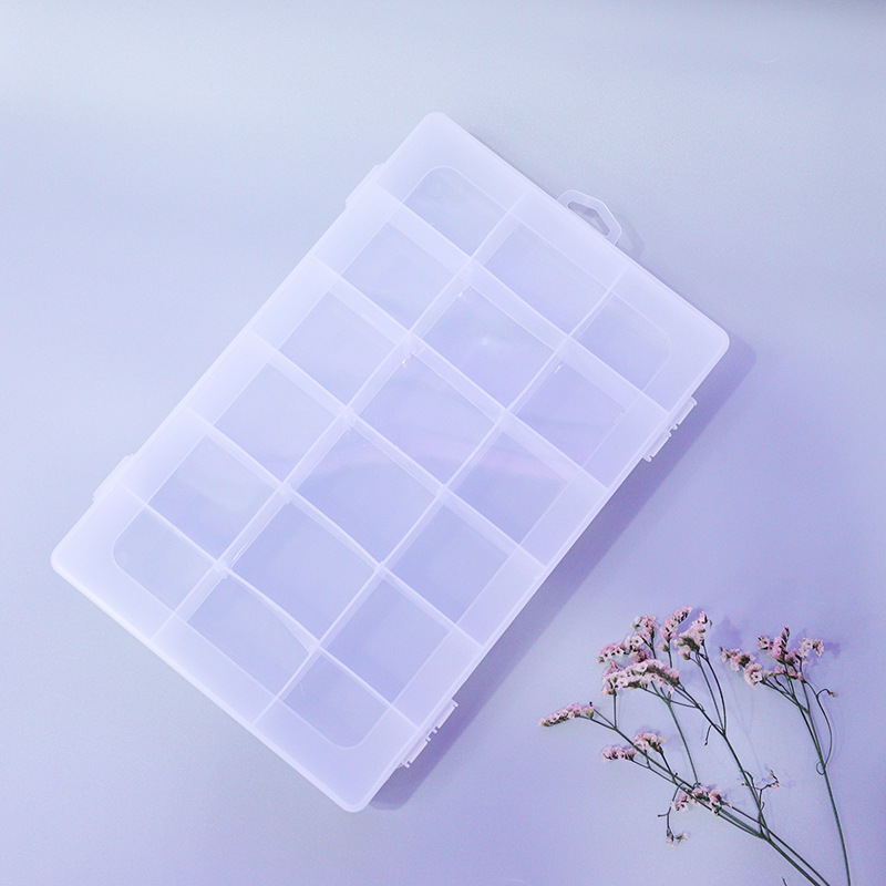 18-Grid Plastic Box Material Beaded Desktop Storage Box Jewelry Box Portable Bracelet Accessory Box Factory in Stock Wholesale