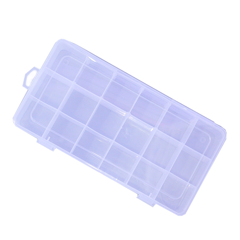18-Grid Plastic Box Material Beaded Desktop Storage Box Jewelry Box Portable Bracelet Accessory Box Factory in Stock Wholesale