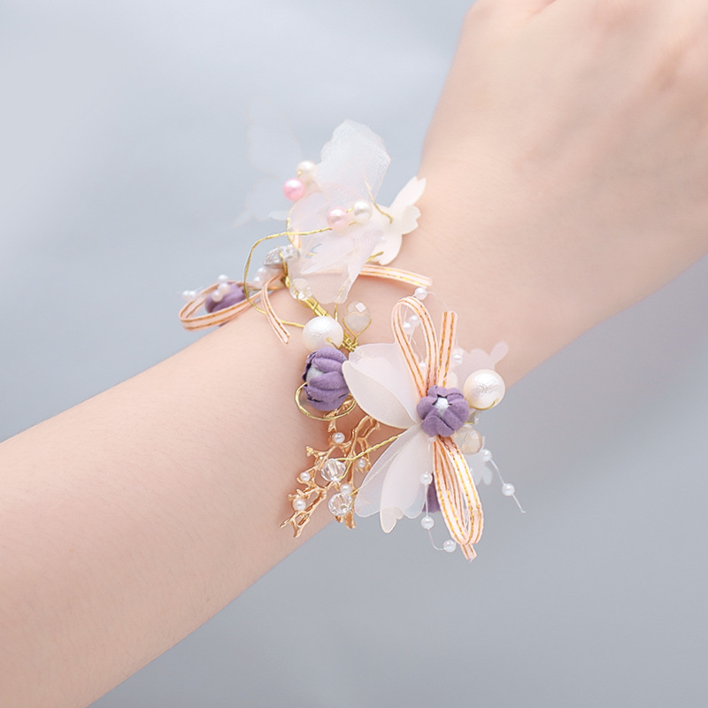 Flower Children Dance Wedding Supplies Gift Korean Mori Style Bride Wrist Flower Bridesmaid Sisters Group Bracelet