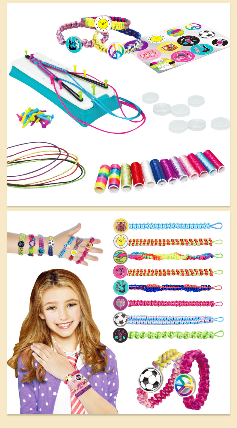 Cross-Border Hot Selling Friendship Carrying Strap Woven Toys Children's Handmade DIY Stretch Carrying Strap Bracelet Making Set