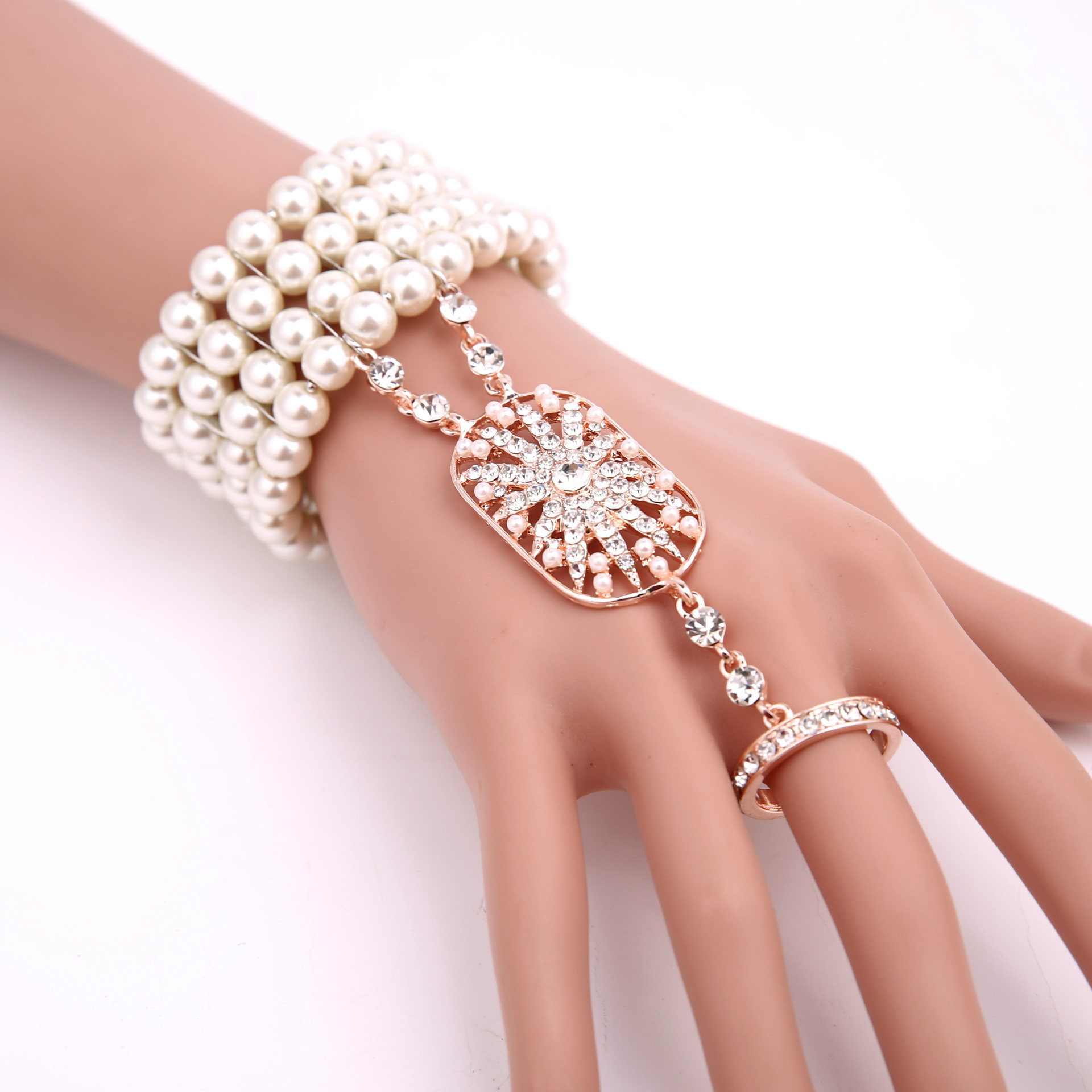 Great Gatsby Same Bracelet Ornament Ring Integrated Chain Yiwu Small Commodity Accessories Wholesale Great Gatsby Same Bracelet Ornament Ring Integrated Chain Yiwu Small Commodity Accessories Wholesale
