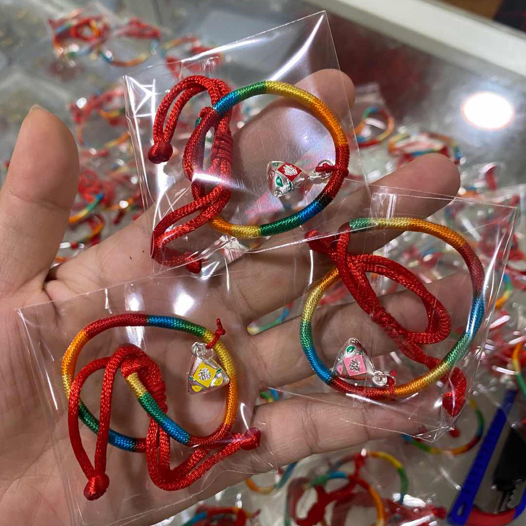 Silver Bracelet Dragon Boat Festival Jewelry Gift 999 Pure Silver Colorful Woven Hand Strap Bracelet Creative Style