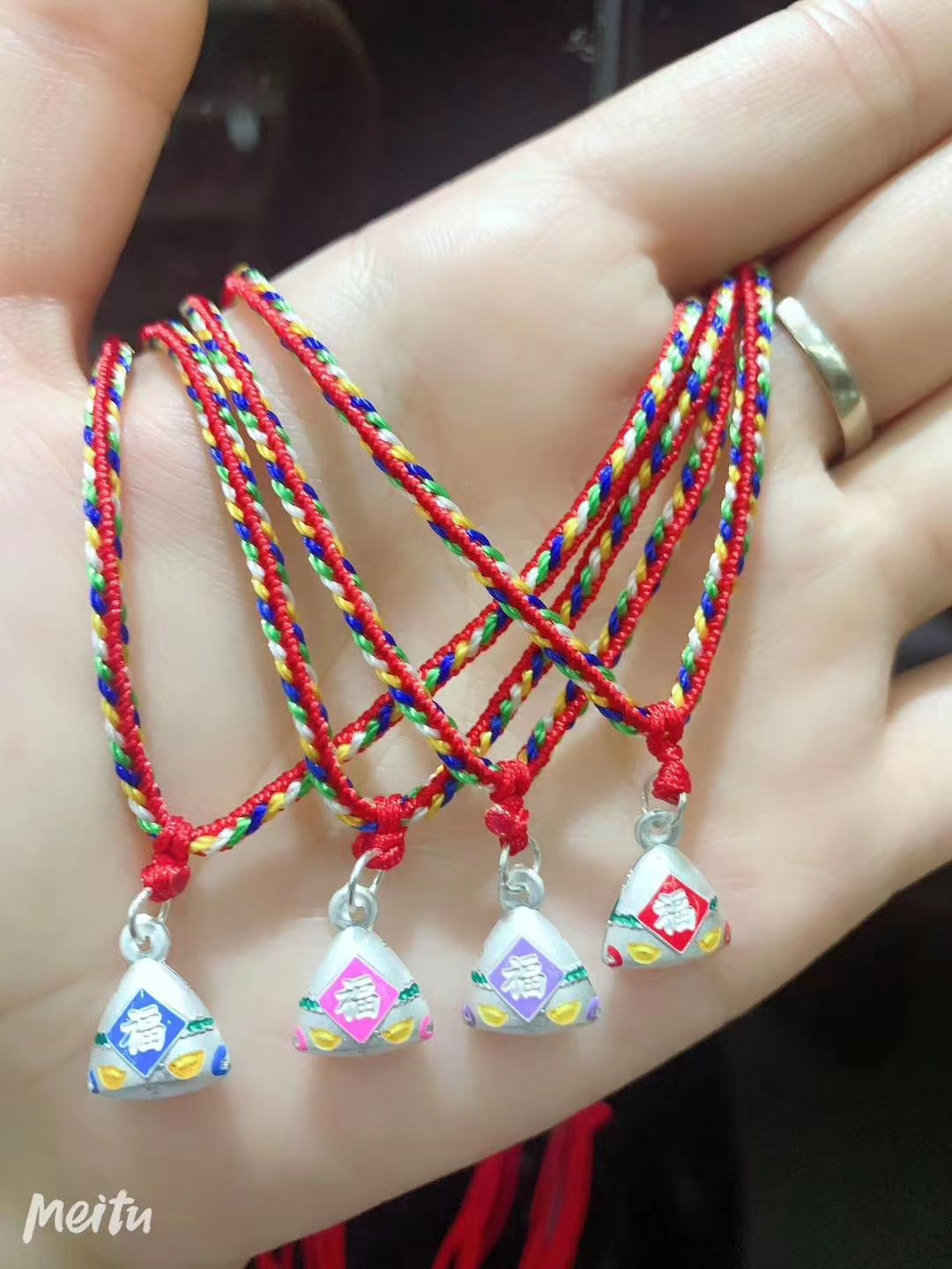 Silver Bracelet Dragon Boat Festival Jewelry Gift 999 Pure Silver Colorful Woven Hand Strap Bracelet Creative Style Silver Bracelet Dragon Boat Festival Jewelry Gift 999 Pure Silver Colorful Woven Hand Strap Bracelet Creative Style