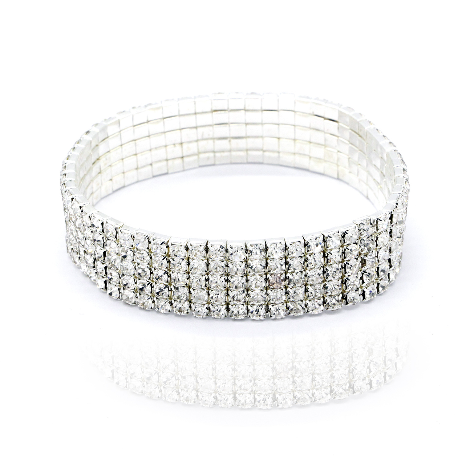 European and American Rhinestone Rows of Diamond-Embedded Elastic Crystal Anklet Bracelet Multi-Layer Optional Silver Gold