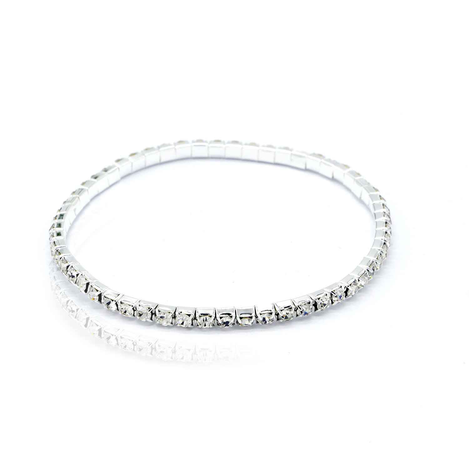 European and American Rhinestone Rows of Diamond-Embedded Elastic Crystal Anklet Bracelet Multi-Layer Optional Silver Gold