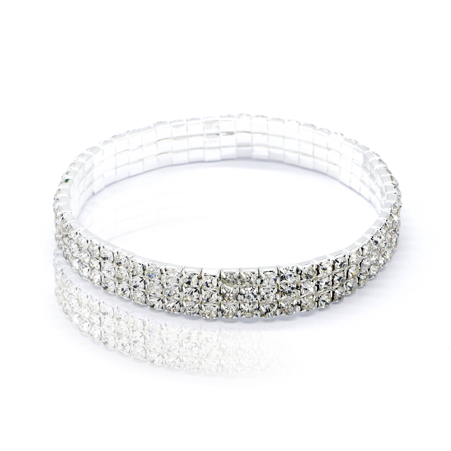 European and American Rhinestone Rows of Diamond-Embedded Elastic Crystal Anklet Bracelet Multi-Layer Optional Silver Gold
