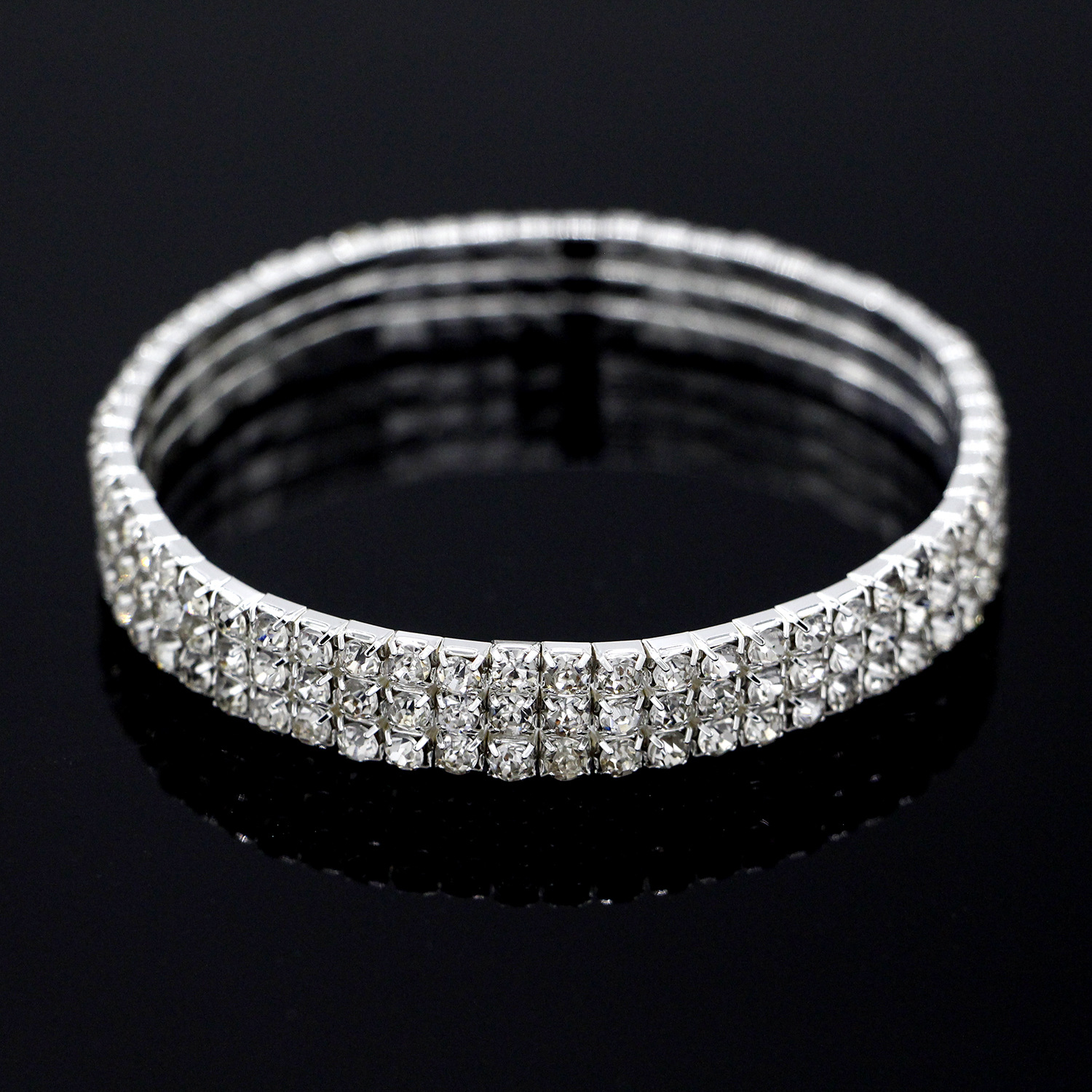 European and American Rhinestone Rows of Diamond-Embedded Elastic Crystal Anklet Bracelet Multi-Layer Optional Silver Gold