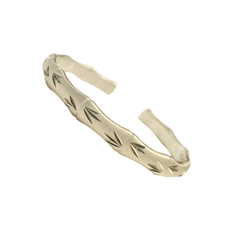 Fashion Bamboo Bracelet Vietnam Placer Gold Jewelry Women&#039;s All-Match White Copper Plated 925 Silver Opening Bracelet Bracelet White