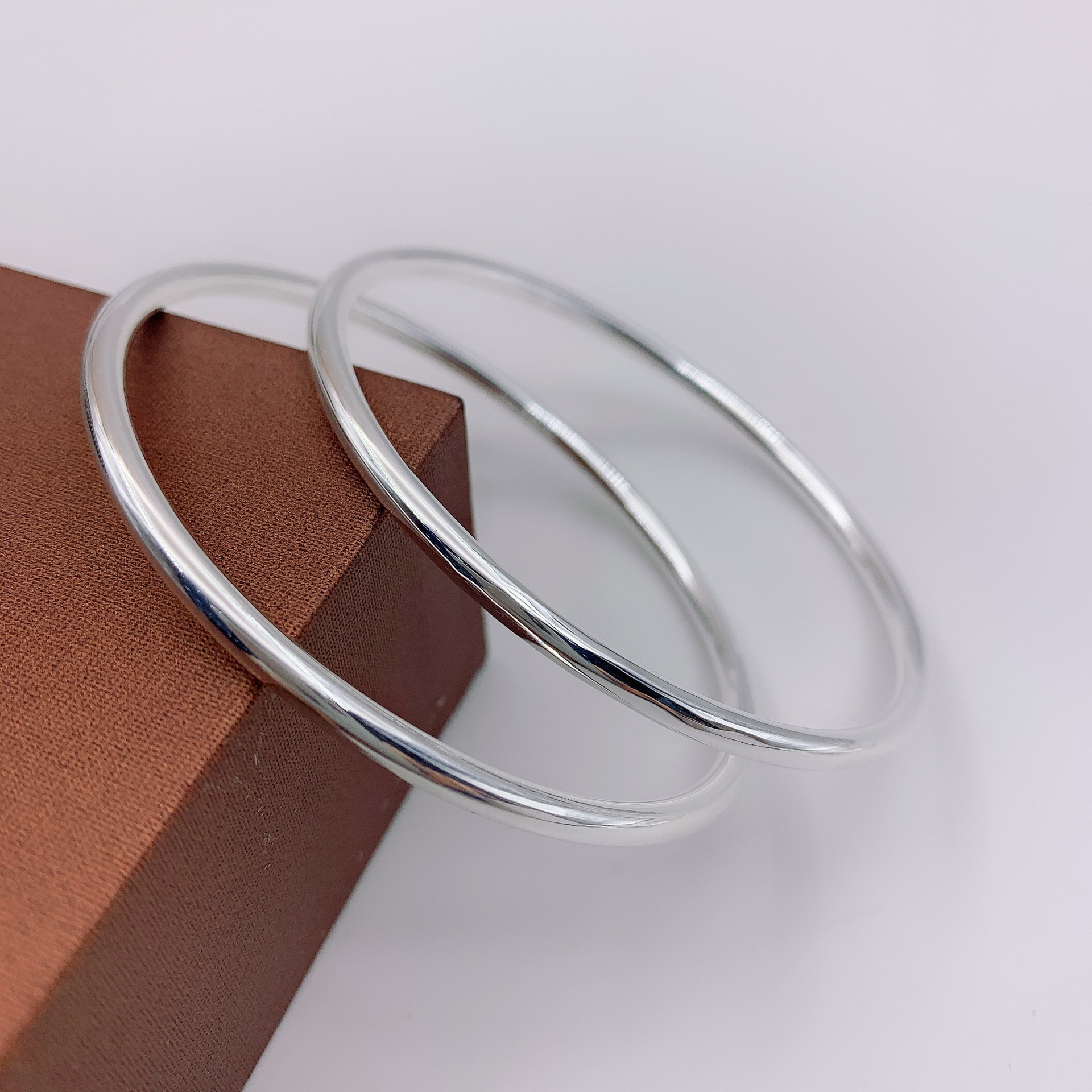 Pure Silver 999 Solid Polished Surface Bracelet Simple Sterling Silver Thread Ring Thin Bracelet Sansheng III Gifts for Girlfriend Live Broadcast