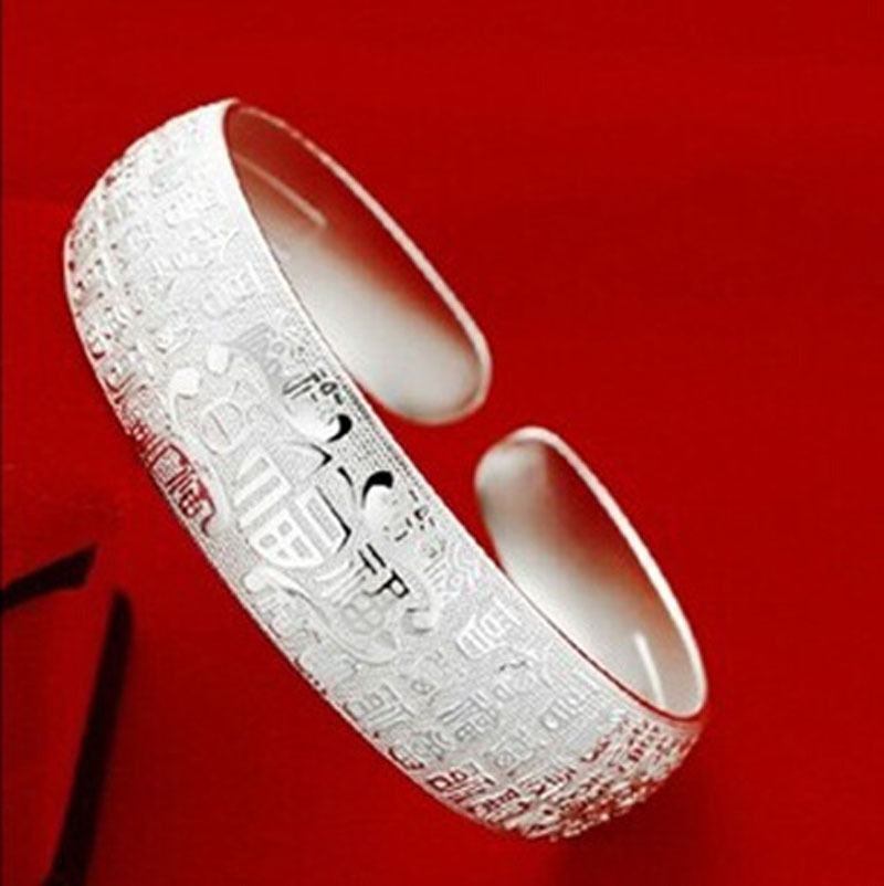 36G Pure Silver 999 Pure Silver/Sterling Silver Wanfu Bracelet Smooth Opening Silver Fu Bracelet Bracelet