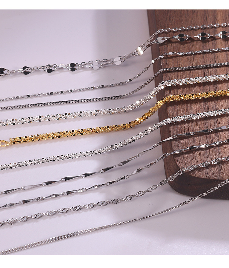 Hongxin Sterling Silver Twisted Cauliflower Necklace Bracelet Box Starry Sky Side Water Wave Cross Accessories Bare Necklace Wholesale
