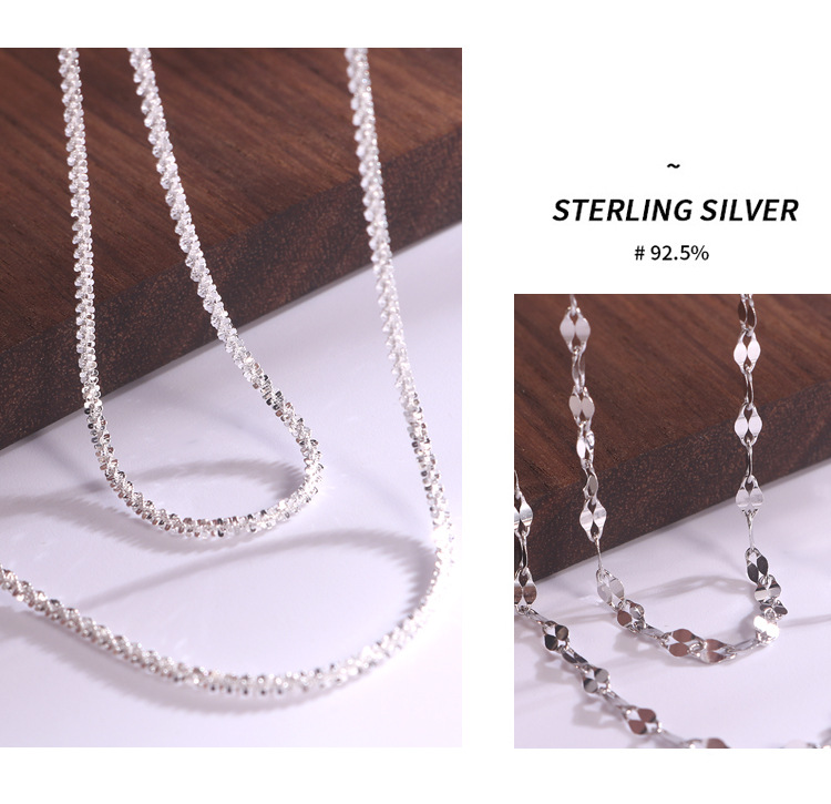 Hongxin Sterling Silver Twisted Cauliflower Necklace Bracelet Box Starry Sky Side Water Wave Cross Accessories Bare Necklace Wholesale