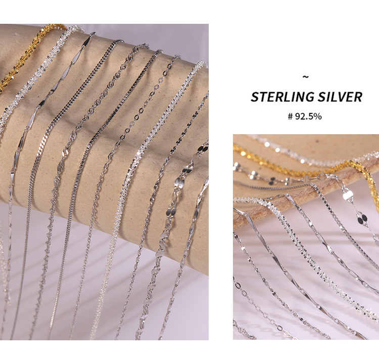 Hongxin Sterling Silver Twisted Cauliflower Necklace Bracelet Box Starry Sky Side Water Wave Cross Accessories Bare Necklace Wholesale