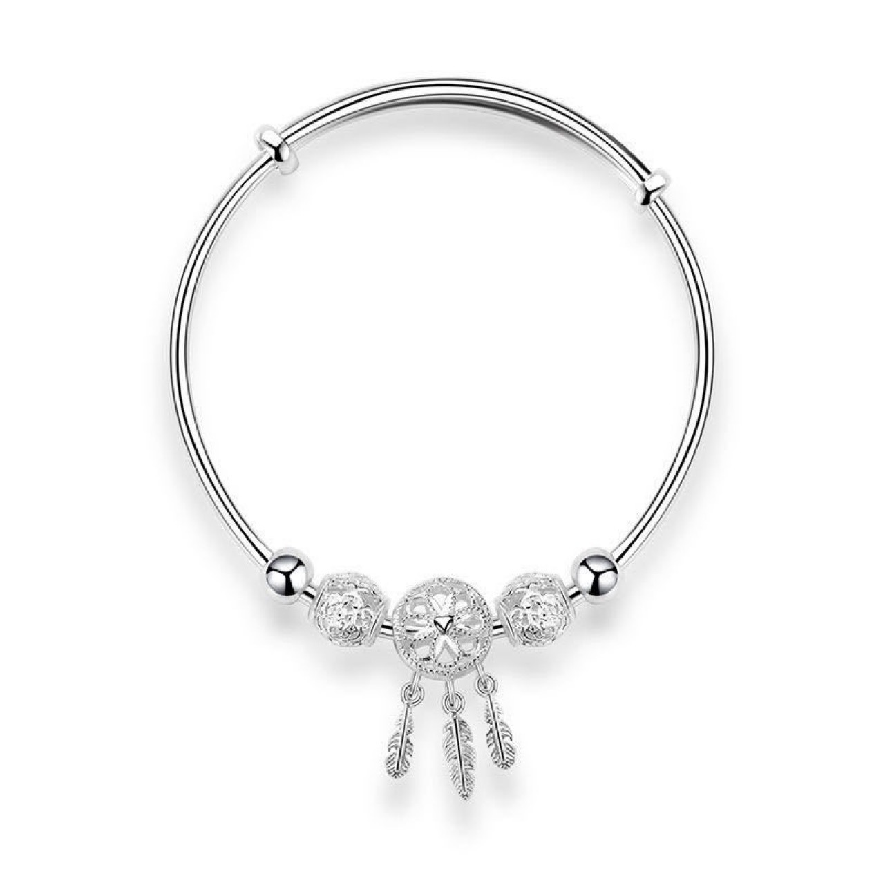 Women's Korean-Style Simple Dreamcatcher Bracelet Silver-Plated Niche Personalized Cold Style Opening Bracelet Silver Bracelet Wholesale