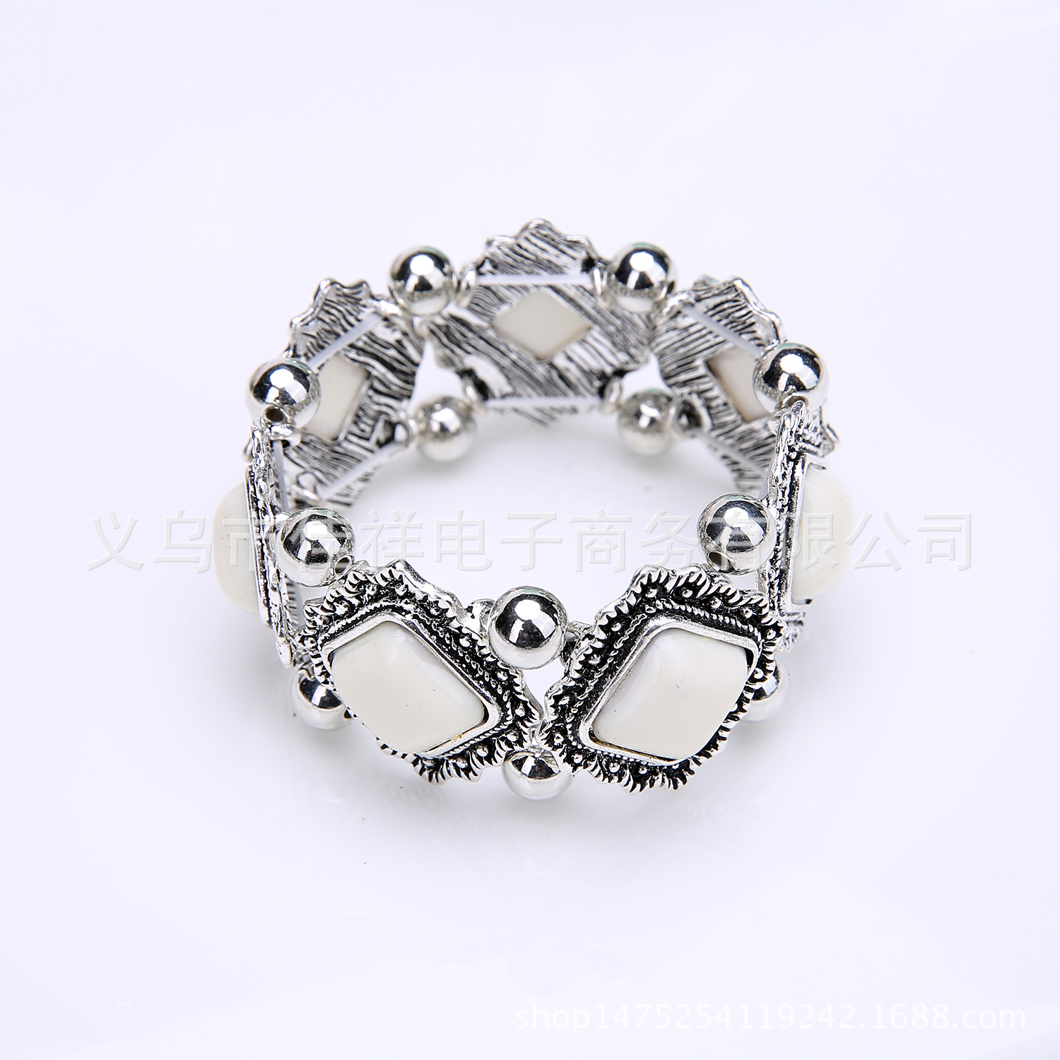 2017 European and American Foreign Trade Popular Bohemian Retro Bracelet Turquoise Imitation Thai Silver Bracelet Jewelry Wholesale