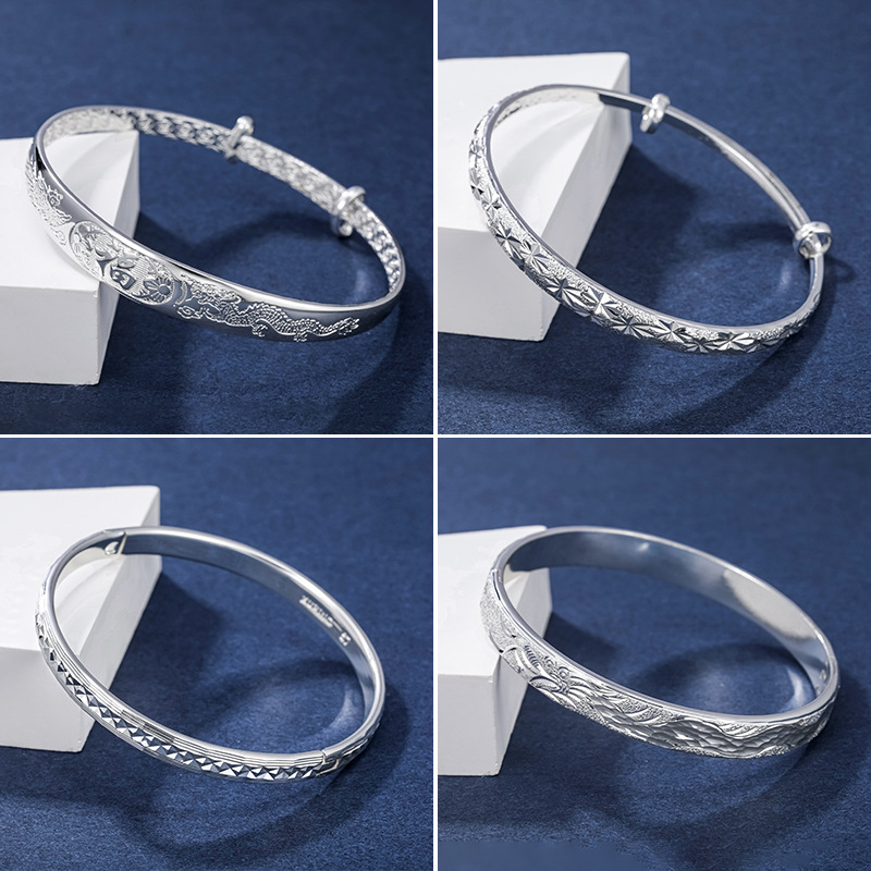 Xuping Jewelry Push-Pull Glossy Dragon and Phoenix Bracelet Female Cooperized Silver Bracelet High Sense Mother&#039;s Day Gift to Give Mom