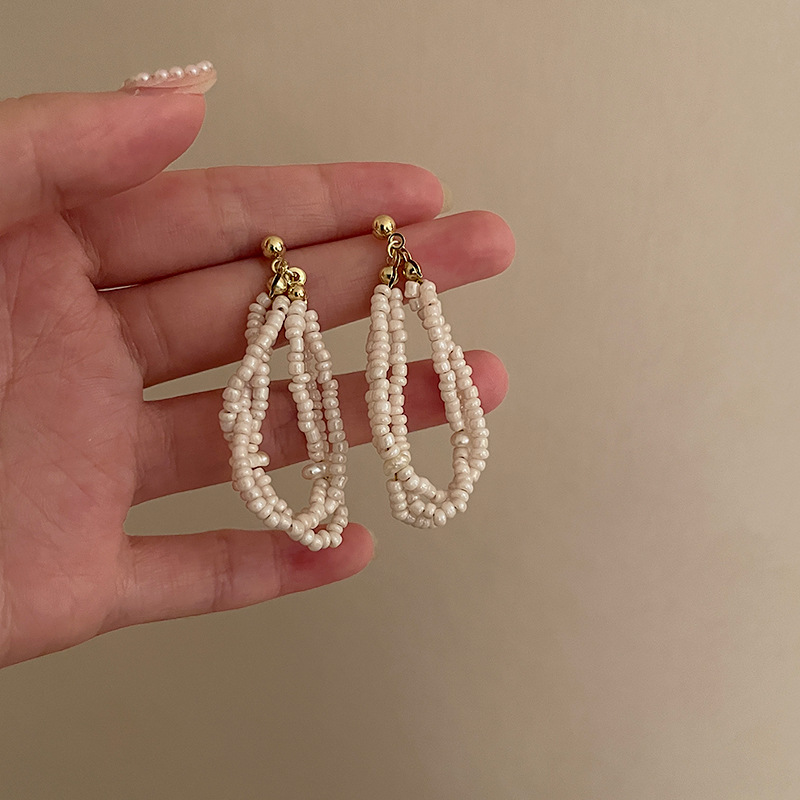 925 Silver Needle Multi-Layer Pearl Beads Bracelet Necklace Ear Stud Korean Design Geometric Simple Hand Jewelry Necklace Earrings for Women 925 Silver Needle Multi-Layer Pearl Beads Bracelet Necklace Ear Stud Korean Design Geometric Simple Hand Jewelry Necklace Earrings for Women