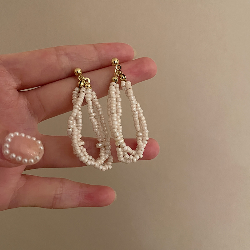 925 Silver Needle Multi-Layer Pearl Beads Bracelet Necklace Ear Stud Korean Design Geometric Simple Hand Jewelry Necklace Earrings for Women 925 Silver Needle Multi-Layer Pearl Beads Bracelet Necklace Ear Stud Korean Design Geometric Simple Hand Jewelry Necklace Earrings for Women