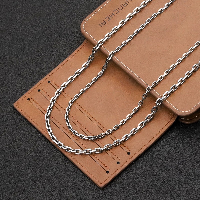 Cross Chain DIY Personality Men&#039;s Bracelet S925 Sterling Silver Vintage Distressed Necklace Women&#039;s Sweater Chain Necklace Factory Wholesale