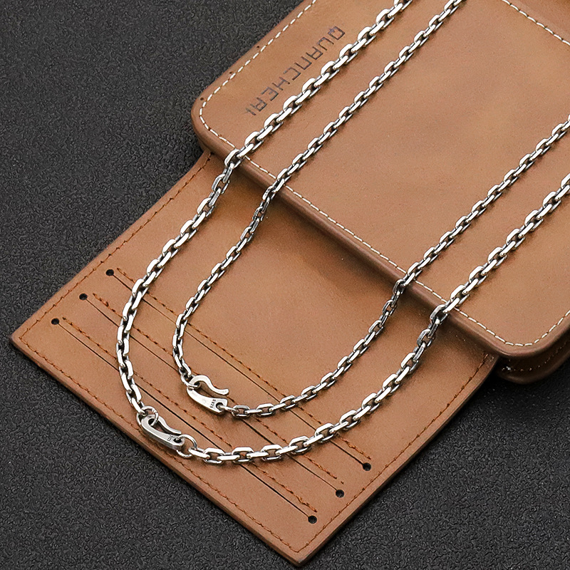 Cross Chain DIY Personality Men&#039;s Bracelet S925 Sterling Silver Vintage Distressed Necklace Women&#039;s Sweater Chain Necklace Factory Wholesale