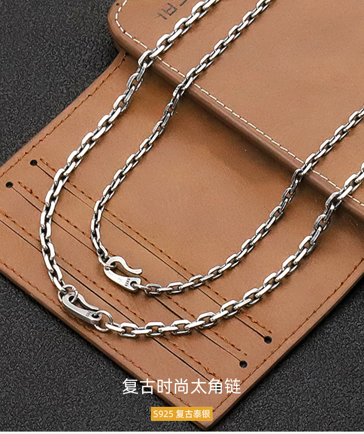 Cross Chain DIY Personality Men's Bracelet S925 Sterling Silver Vintage Distressed Necklace Women's Sweater Chain Necklace Factory Wholesale Cross Chain DIY Personality Men's Bracelet S925 Sterling Silver Vintage Distressed Necklace Women's Sweater Chain Necklace Factory Wholesale