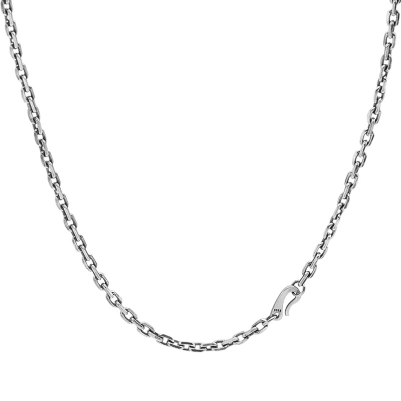 Cross Chain DIY Personality Men&#039;s Bracelet S925 Sterling Silver Vintage Distressed Necklace Women&#039;s Sweater Chain Necklace Factory Wholesale