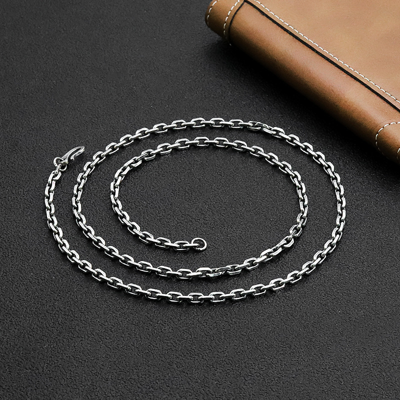 Cross Chain DIY Personality Men&#039;s Bracelet S925 Sterling Silver Vintage Distressed Necklace Women&#039;s Sweater Chain Necklace Factory Wholesale