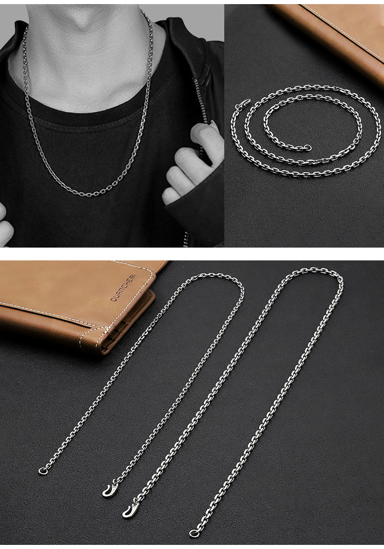 Cross Chain DIY Personality Men's Bracelet S925 Sterling Silver Vintage Distressed Necklace Women's Sweater Chain Necklace Factory Wholesale Cross Chain DIY Personality Men's Bracelet S925 Sterling Silver Vintage Distressed Necklace Women's Sweater Chain Necklace Factory Wholesale
