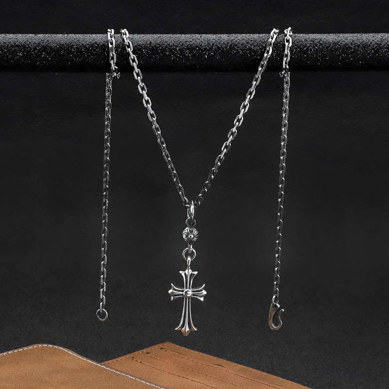 Cross Chain DIY Personality Men's Bracelet S925 Sterling Silver Vintage Distressed Necklace Women's Sweater Chain Necklace Factory Wholesale Cross Chain DIY Personality Men's Bracelet S925 Sterling Silver Vintage Distressed Necklace Women's Sweater Chain Necklace Factory Wholesale