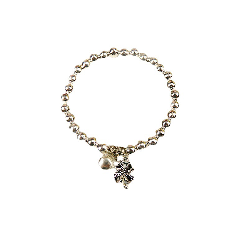 Running Rivers and Lakes Hot Sale Ethnic Style Women&#039;s Alloy Imitation S925 Silver Miao Silver 6mm round Beads Silver Plated Bracelet Bracelet Ornament