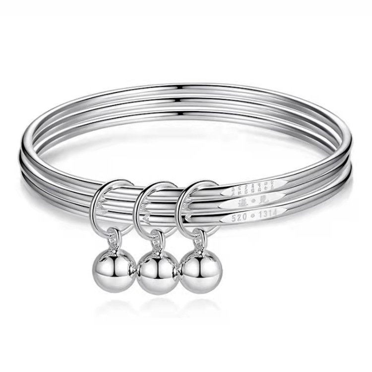 Sansheng Sanshi Bracelet Female Fashion Sanhuan 925 Silver Bracelet Couple Box Source Preserved Fresh Flower Gift Head Factory Direct Sales