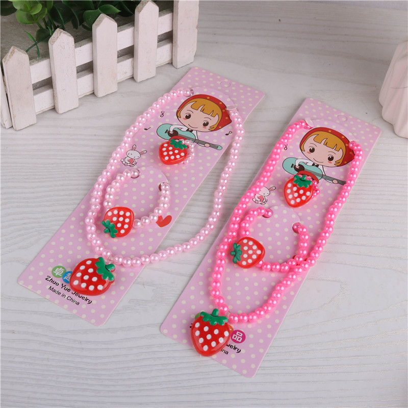 Children's Imitation Pearl Necklace 3-Piece Set Bracelet Ring Set Yiwu Supplies for Stall and Night Market Children's Holiday Gifts