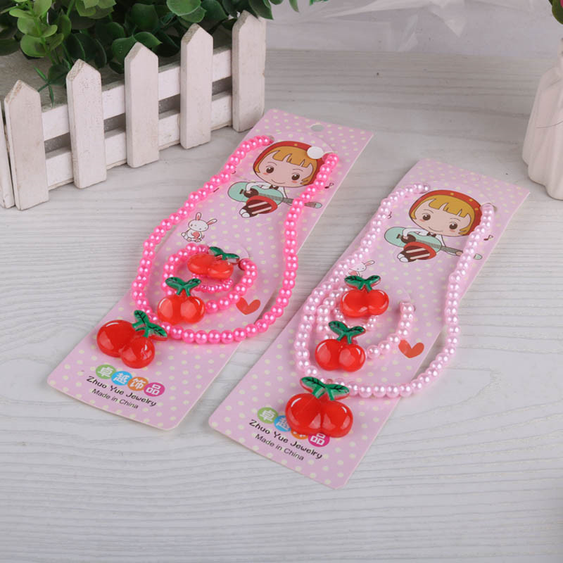Children's Imitation Pearl Necklace 3-Piece Set Bracelet Ring Set Yiwu Supplies for Stall and Night Market Children's Holiday Gifts