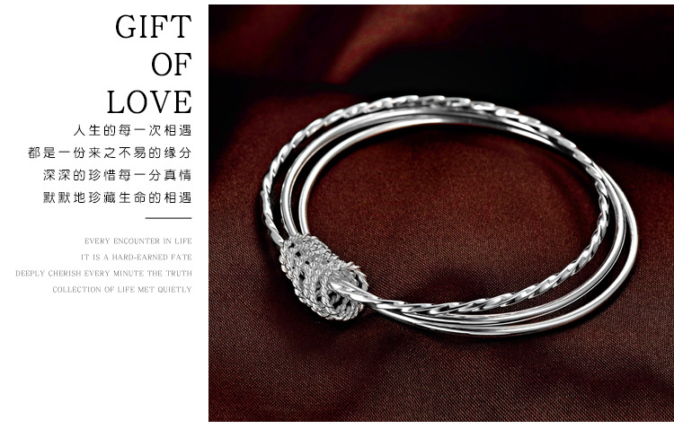 Meet Sansheng Sanshi Silver Bracelet S999 Foot Silver Network Red Live Broadcast Generation Sterling Silver Bracelet Women's Valentine's Day Gift