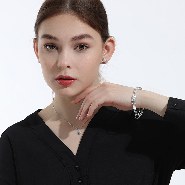 Meet Sansheng Sanshi Silver Bracelet S999 Foot Silver Network Red Live Broadcast Generation Sterling Silver Bracelet Women's Valentine's Day Gift