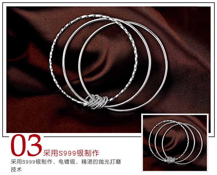Meet Sansheng Sanshi Silver Bracelet S999 Foot Silver Network Red Live Broadcast Generation Sterling Silver Bracelet Women's Valentine's Day Gift