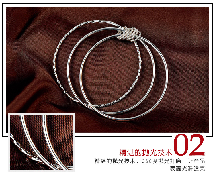 Meet Sansheng Sanshi Silver Bracelet S999 Foot Silver Network Red Live Broadcast Generation Sterling Silver Bracelet Women's Valentine's Day Gift