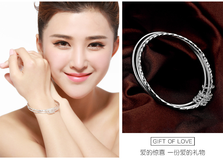 Meet Sansheng Sanshi Silver Bracelet S999 Foot Silver Network Red Live Broadcast Generation Sterling Silver Bracelet Women's Valentine's Day Gift