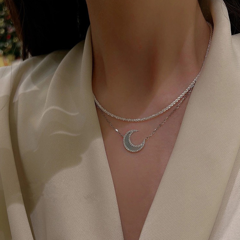 925 Silver Super Fairy Sparkling Collarbone Necklace Bracelet Choker Pure Necklace Personalized Necklace European and American Net Red Wind Necklace Women