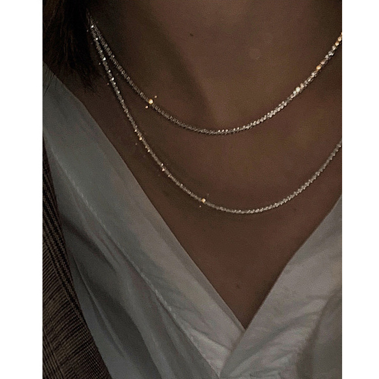 925 Silver Super Fairy Sparkling Collarbone Necklace Bracelet Choker Pure Necklace Personalized Necklace European and American Net Red Wind Necklace Women