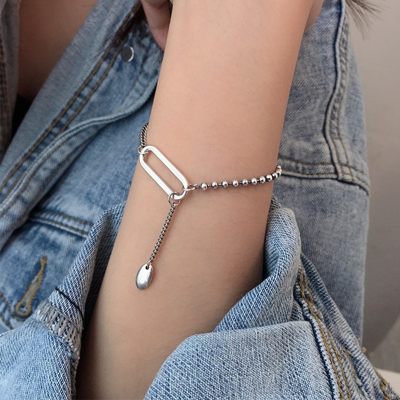 Retro Heart Tassel Bracelet for Women Ins Special-Interest Design Exquisite Cold Style 925 Sterling Silver Light Luxury High-Grade Ornament