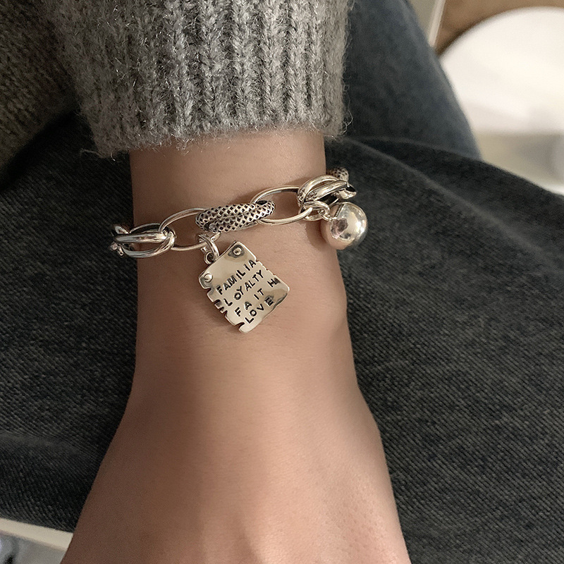 Retro Heart Tassel Bracelet for Women Ins Special-Interest Design Exquisite Cold Style 925 Sterling Silver Light Luxury High-Grade Ornament