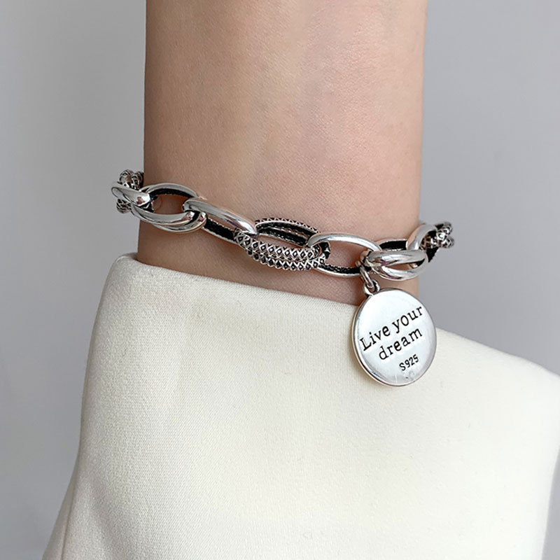 Retro Heart Tassel Bracelet for Women Ins Special-Interest Design Exquisite Cold Style 925 Sterling Silver Light Luxury High-Grade Ornament