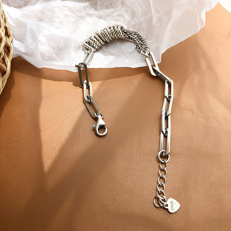 Retro Heart Tassel Bracelet for Women Ins Special-Interest Design Exquisite Cold Style 925 Sterling Silver Light Luxury High-Grade Ornament