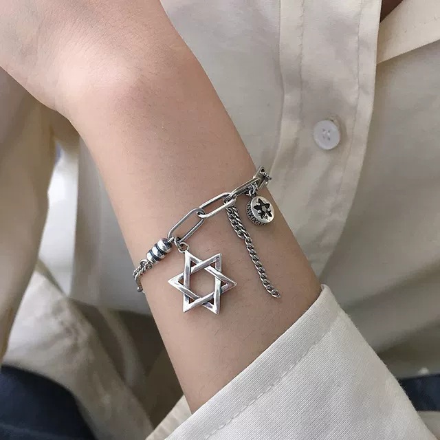 Retro Heart Tassel Bracelet for Women Ins Special-Interest Design Exquisite Cold Style 925 Sterling Silver Light Luxury High-Grade Ornament