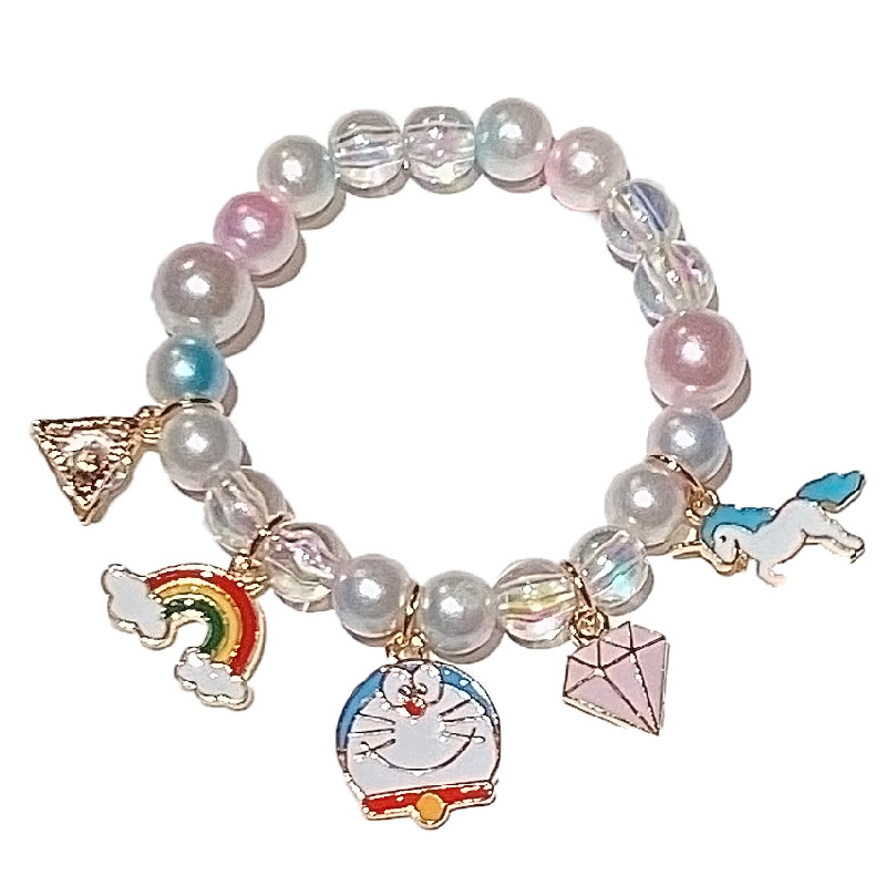 Children&#039;s Pearl Cartoon Bracelet Cute Gradient Color Bracelet Girl Baby Decoration Beaded Bracelet Bracelet Accessories