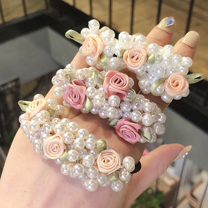 Korean Dongdaemun Same Product Headband Pearl Gold Hair Band High Elasticity Hair-Binding Ins Hair Rope Bracelet Dual-Use Women